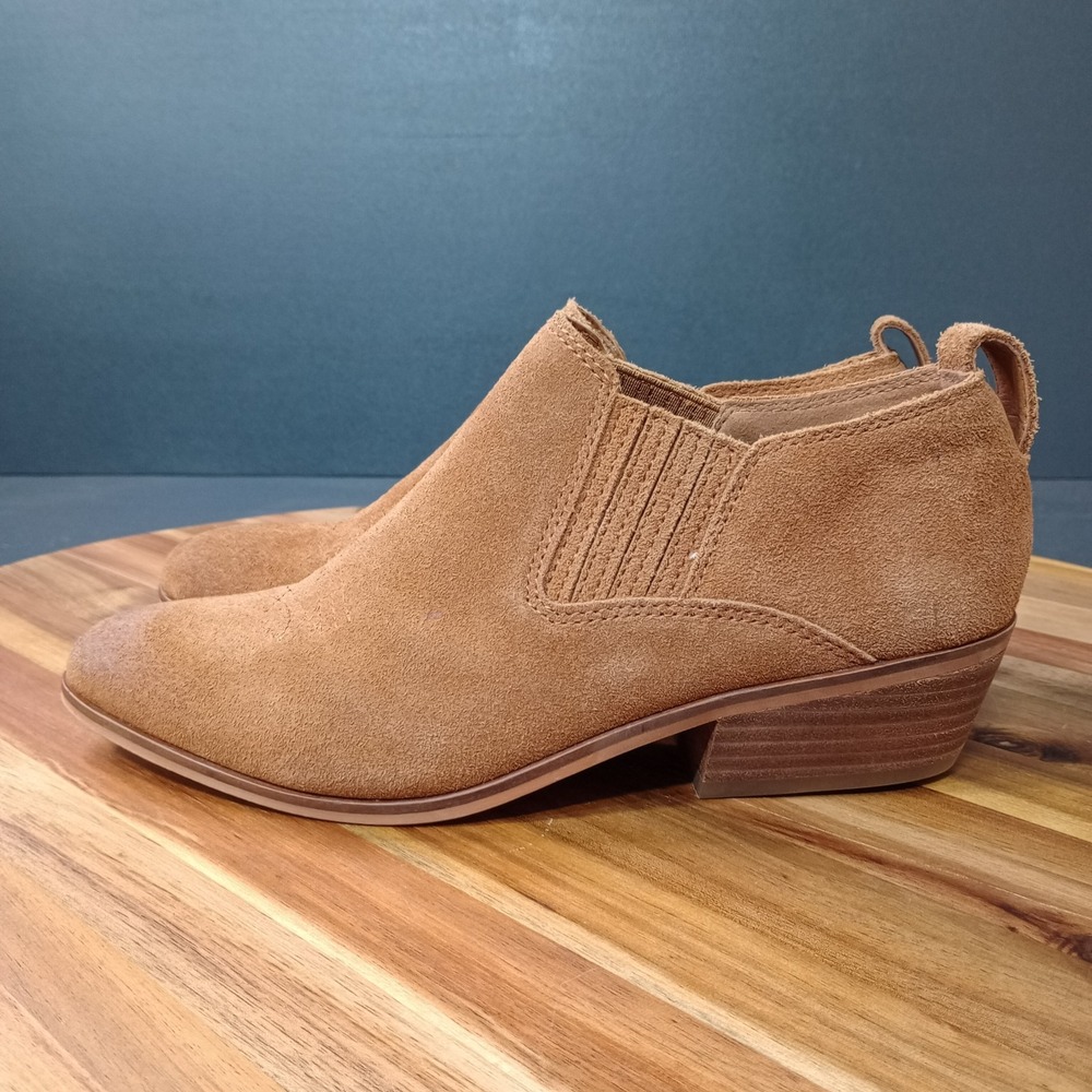 Frye Eleanor Western Boots Booties Womens Size 7.5 M Cognac Brown Suede Leather